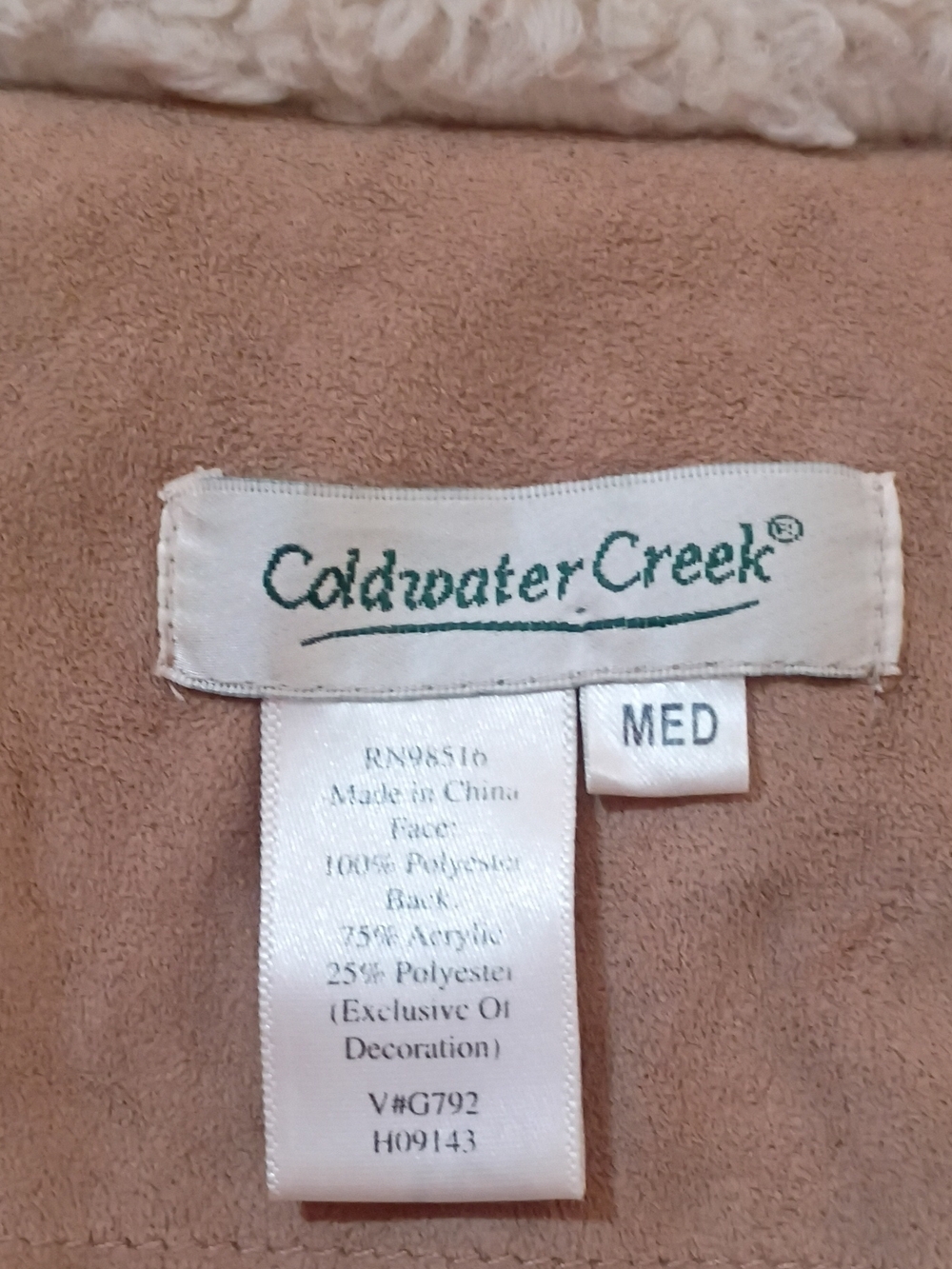 Coldwater Creek Tan Sherpa Jacket - Medium